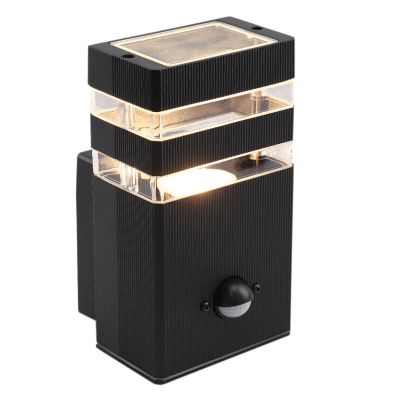 Fekete alumínium mozgásérzékelős kültéri fali lámpa, Albin, IP54