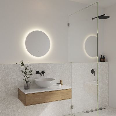 Szürke üveg tükör LED világítással, Dovina, 20 W, 4000 K LED, IP44, kapcsolóval