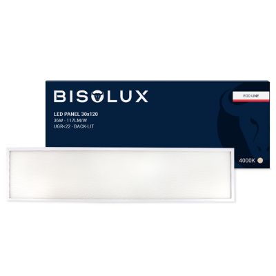 120x30 cm-es LED panel - 125 lm/W - UGR<22 - 4000K - Háttérvilágítású