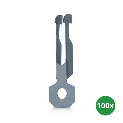 Lemezfal rugós szorító akasztófüllel fényvezetékek felfüggesztéséhez (100 darab)