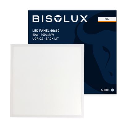 LED panel 60x60 - 40W - 6000K - UGR<22 - háttérvilágítású - keskeny peremmel