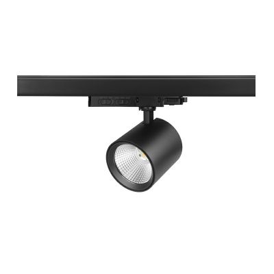 Fekete, 3 fázisú sínrendszerű alumínium spotlámpa, Jeska, 10W/20W/30W, fehér kapcsolóüzemű LED
