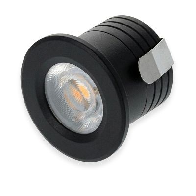 Fekete mini süllyesztett alumínium spotlámpa, Philomena, 2W, 2700K LED, IP44