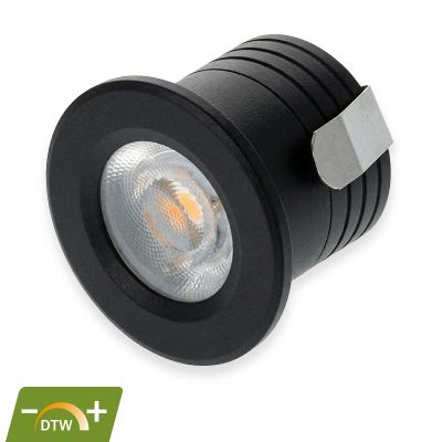 Fekete mini süllyesztett alumínium spotlámpa, Philomena, 2W, meleg fényű LED, IP44