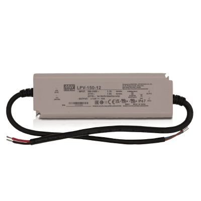 12 V-os MeanWell LED meghajtó, 150 W, IP67