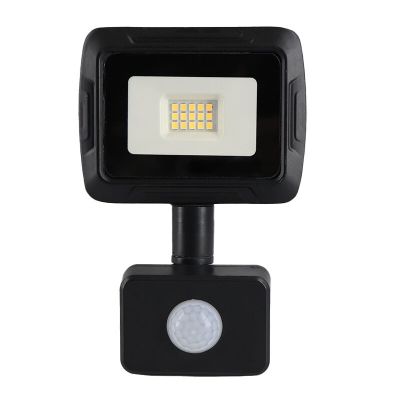 Alumínium reflektor érzékelővel fekete, Miro, 10 W, 3000 K LED, IP65