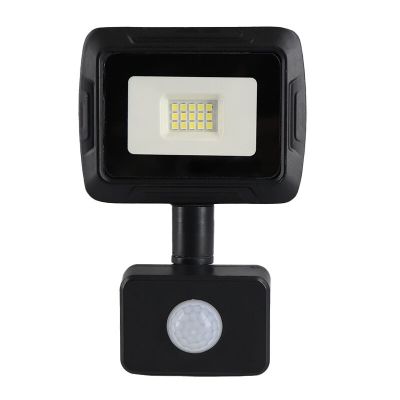 Alumínium reflektor érzékelővel fekete, Miro, 10 W, 6000 K LED, IP65
