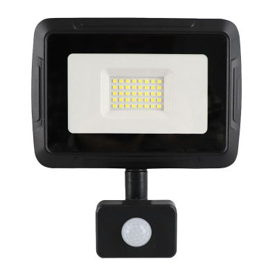 Alumínium reflektor érzékelővel fekete, Miro, 30 W, 6000 K LED, IP65