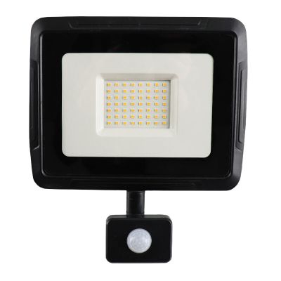 Alumínium reflektor érzékelővel fekete, Miro, 50 W, 3000 K LED, IP65