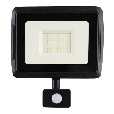 Alumínium reflektor érzékelővel fekete, Miro, 50 W, 6000 K LED, IP65