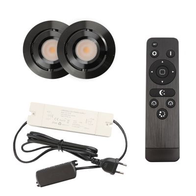 Alumínium terasz beépíthető spotlámpa fekete, Rona, 3 W, 2700 K LED, IP44, távirányítóval