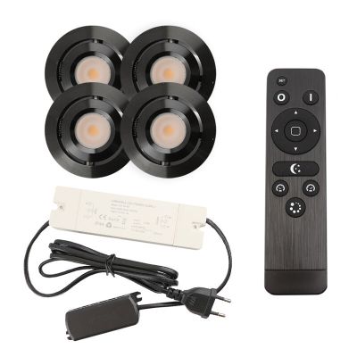 Alumínium terasz beépíthető spotlámpa fekete, Rona, 3 W, 2700 K LED, IP44, távirányítóval