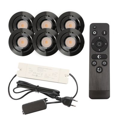 Alumínium terasz beépíthető spotlámpa fekete, Rona, 3 W, 2700 K LED, IP44, távirányítóval
