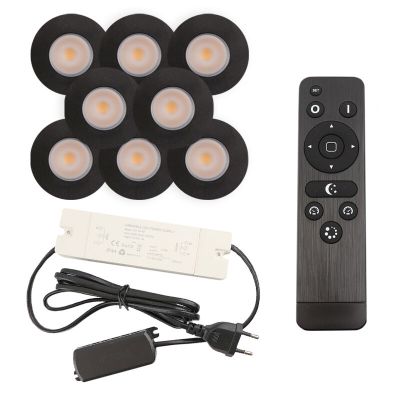 Alumínium terasz beépíthető spotlámpa fekete, Dico, 3 W, 2700 K LED, IP65, távirányítóval