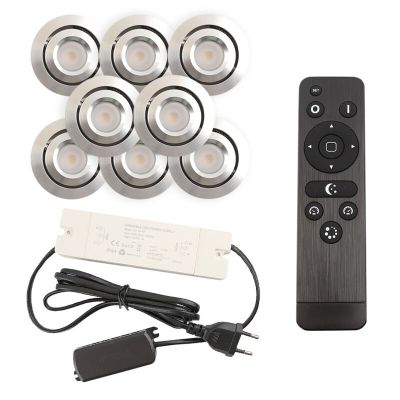 Alumínium terasz beépíthető spotlámpa króm, Rona, 3 W, 2700 K LED, IP44, távirányítóval