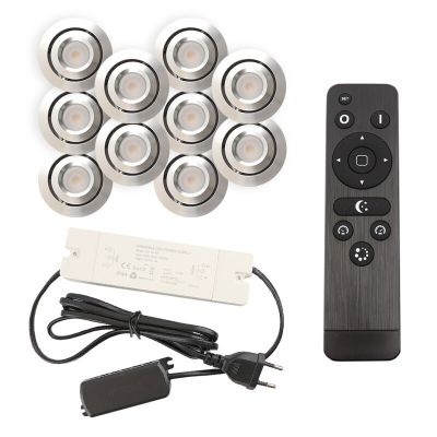 Alumínium terasz beépíthető spotlámpa króm, Rona, 3 W, 2700 K LED, IP44, távirányítóval