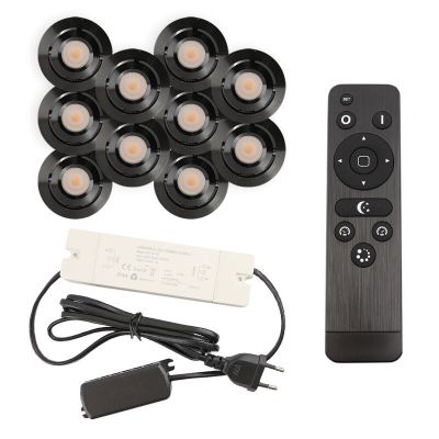 Alumínium terasz beépíthető spotlámpa fekete, Rona, 3 W, 2700 K LED, IP44, távirányítóval