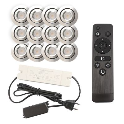 Alumínium terasz beépíthető spotlámpa króm, Rona, 3 W, 2700 K LED, IP44, távirányítóval