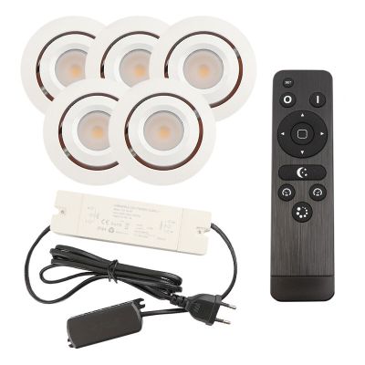 Alumínium terasz beépíthető spotlámpa fehér, Rona, 3 W, 2700 K LED, IP44, távirányítóval