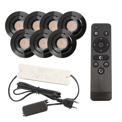 Alumínium terasz beépíthető spotlámpa fekete, Rona, 3 W, 2700 K LED, IP44, távirányítóval
