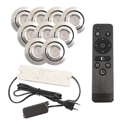 Alumínium terasz beépíthető spotlámpa króm, Rona, 3 W, 2700 K LED, IP44, távirányítóval