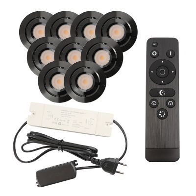 Alumínium terasz beépíthető spotlámpa fekete, Rona, 3 W, 2700 K LED, IP44, távirányítóval
