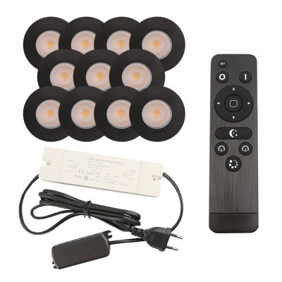 Alumínium terasz beépíthető spotlámpa fekete, Dico, 3 W, 2700 K LED, IP65, távirányítóval