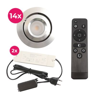 Alumínium terasz beépíthető spotlámpa króm, Rona, 3 W, 2700 K LED, IP44, távirányítóval