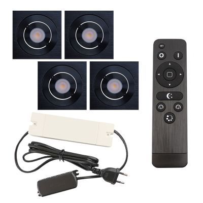 Alumínium terasz beépíthető spotlámpa fekete, Rona, 12 W, 2700 K LED, IP44, távirányítóval