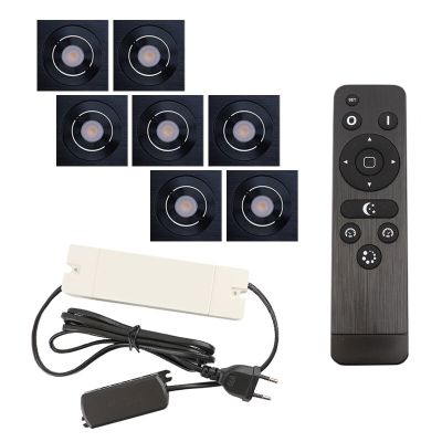 Alumínium terasz beépíthető spotlámpa fekete, Rona, 21 W, 2700 K LED, IP44, távirányítóval