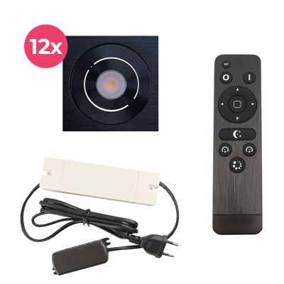 Alumínium terasz beépíthető spotlámpa fekete, Rona, 36 W, 2700 K LED, IP44, távirányítóval
