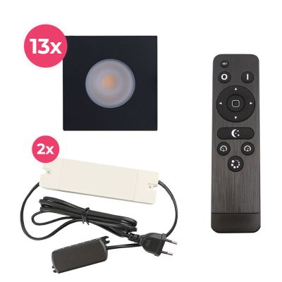 Alumínium terasz beépíthető spotlámpa fekete, Dico, 39 W, 2700 K LED, IP65, távirányítóval