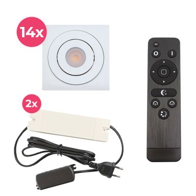 Alumínium terasz beépíthető spotlámpa fehér, Rona, 42 W, 2700 K LED, IP44, távirányítóval