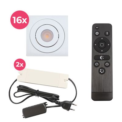 Alumínium terasz beépíthető spotlámpa fehér, Rona, 48 W, 2700 K LED, IP44, távirányítóval