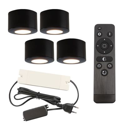 Alumínium terasz felületre szerelt spotlámpa fekete, Vasso, 12 W, 2700 K LED, IP44, távirányítóval