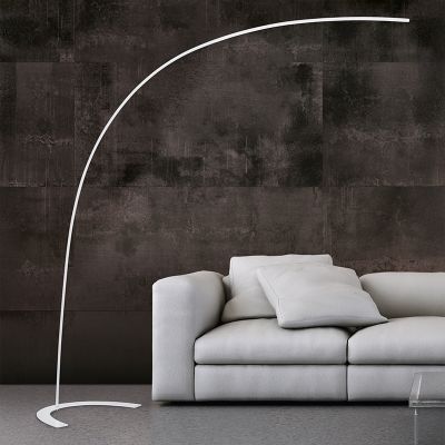 Fehér fém ívlámpa, Libro, 18 W, 3000 K LED, kapcsolóval