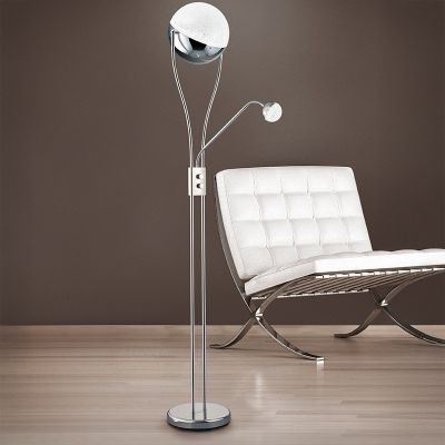 Króm üveg állólámpa, Xelly, 22 W, 3000 K LED, kapcsolóval
