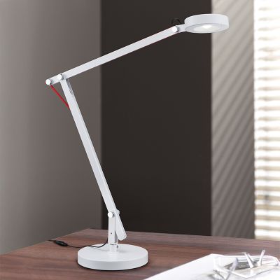 Fehér fém asztali lámpa, Pardoes, 5 W, 3000 K LED, kapcsolóval