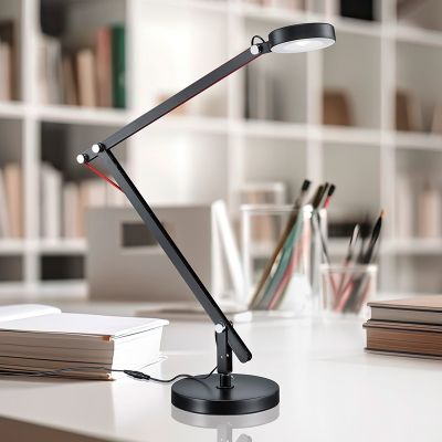 Fekete fém asztali lámpa, Pardoes, 5 W, 3000 K LED, kapcsolóval