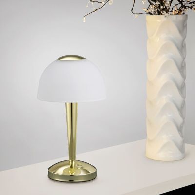 Sárgaréz üveg asztali lámpa, Daphne, 4 W, 3000 K LED, kapcsolóval