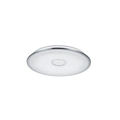 Króm üveg plafon lámpa, Yailee, 100 W, melegtől hidegig állítható fehér LED, távirányítóval