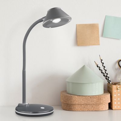 Ezüst műanyag asztali lámpa, Nano, 3,2 W, 3000 K LED, kapcsolóval