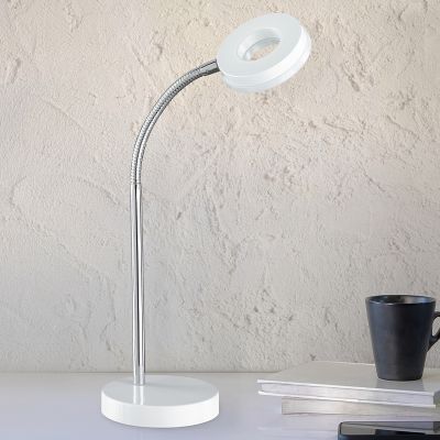 Fehér műanyag íróasztal lámpa, Daley, 4 W, 3000 K LED, kapcsolóval
