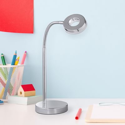 Króm műanyag íróasztal lámpa, Daley, 4 W, 3000 K LED, kapcsolóval