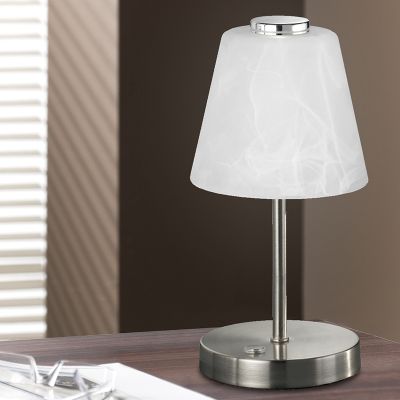 Nikkel üveg asztali lámpa, Nakskov, 2,5 W, 3000 K LED, kapcsolóval