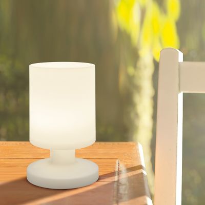 Fehér műanyag kültéri asztali lámpa, Wiesje, 1,5 W, 3000 K LED, IP44, kapcsolóval