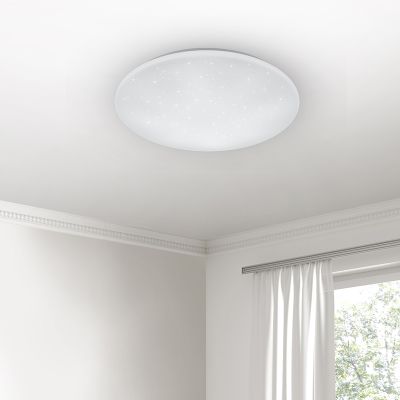Fehér műanyag plafon lámpa, Gilleleje, 27 W, melegtől hidegig állítható fehér LED, távirányítóval