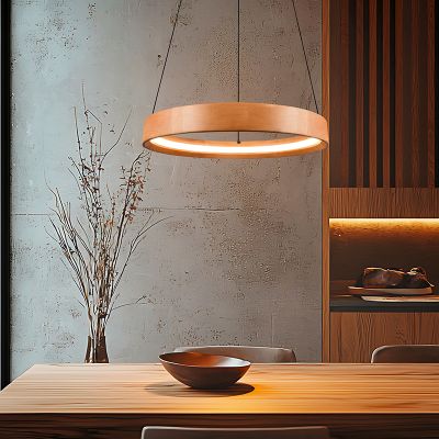 Retro függőlámpa fa, Nassima, 28 W, 3000 K LED, 3 fokozatban szabályozható