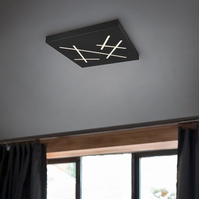 Fekete fém plafon lámpa, Eelco, 24 W, melegtől hidegig állítható fehér LED, 3 fokozatban szabályozható