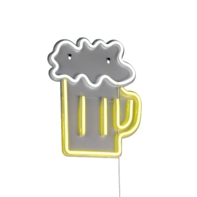Átlátszó műanyag fali lámpa, Beer, 5 W, sárga LED, kapcsolóval